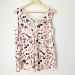 Anthropologie Floral Tropical Lace Design Top